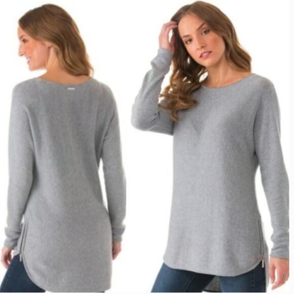 MICHAEL Michael Kors Sweaters - MICHAEL MICHAEL KORS High Low Hem Side Zip Sweater Gray Cotton Blend Tunic XL